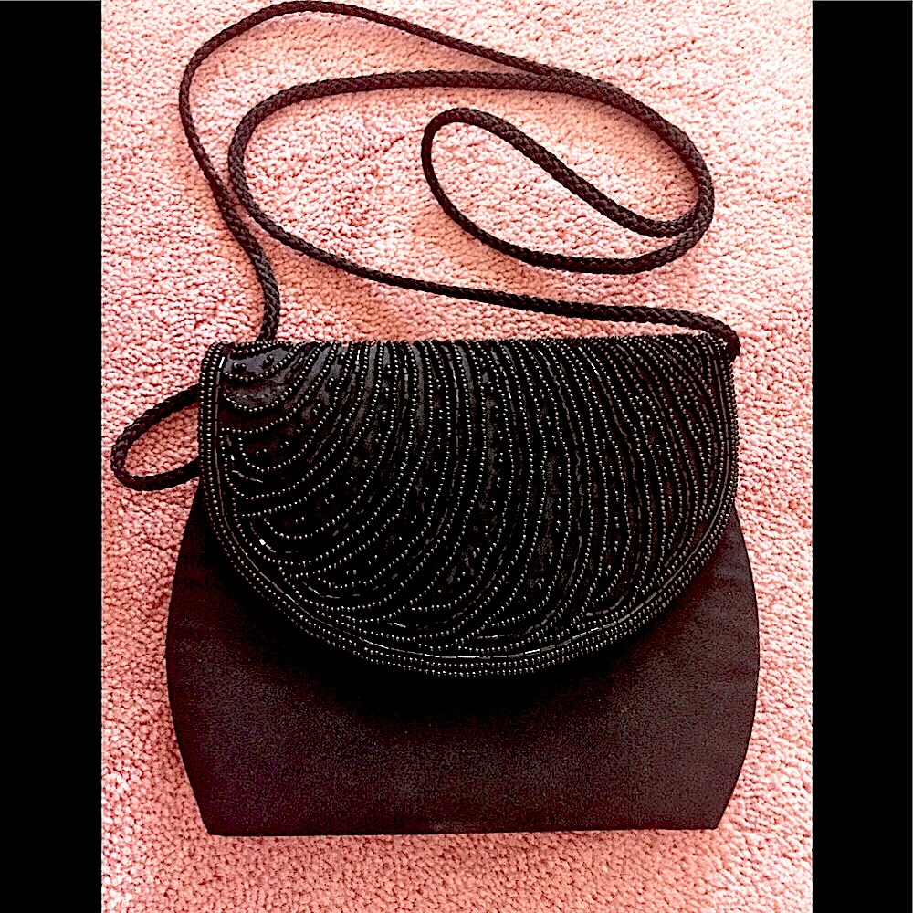 Black beaded clutch